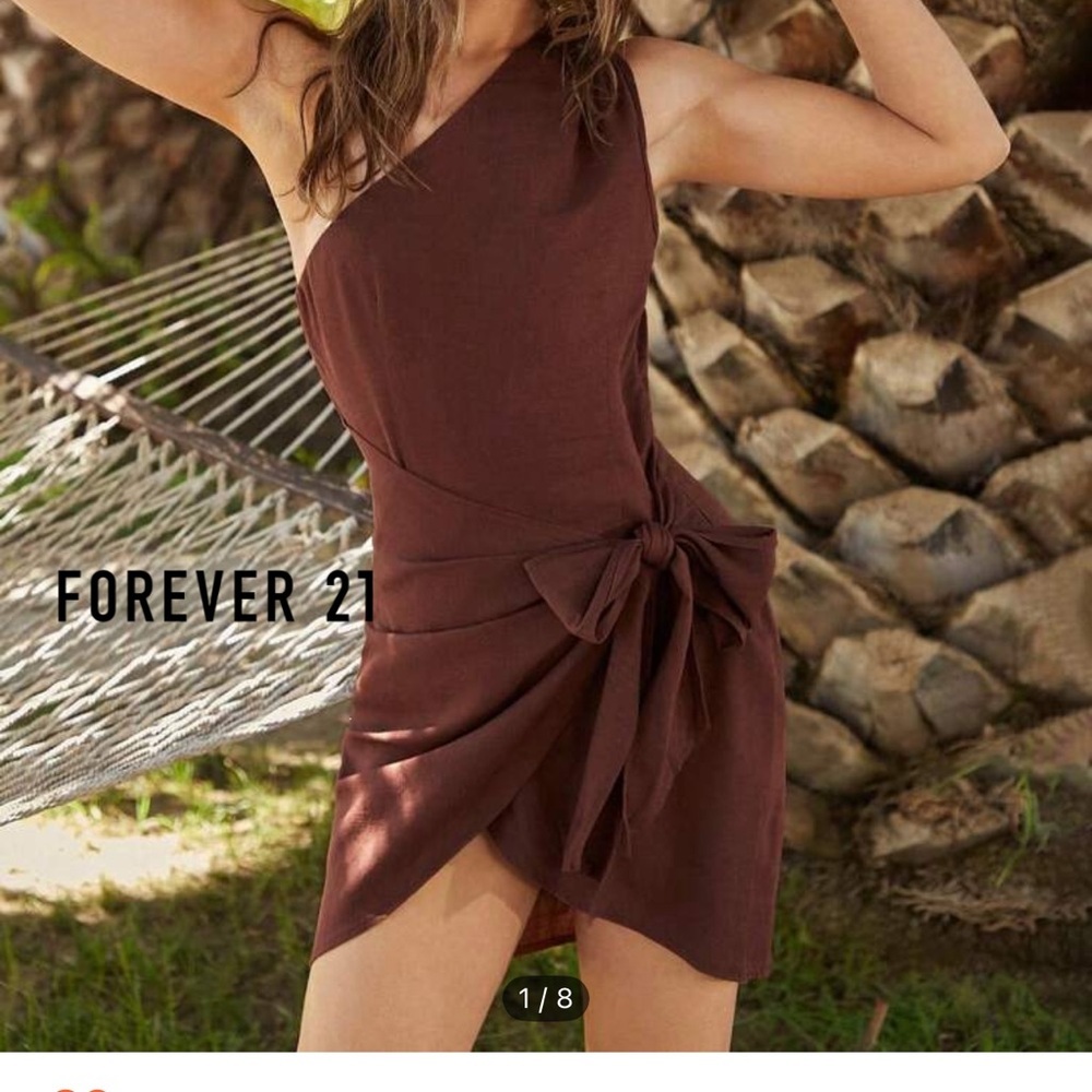 Forever 21 Brown One-Shoulder Dress